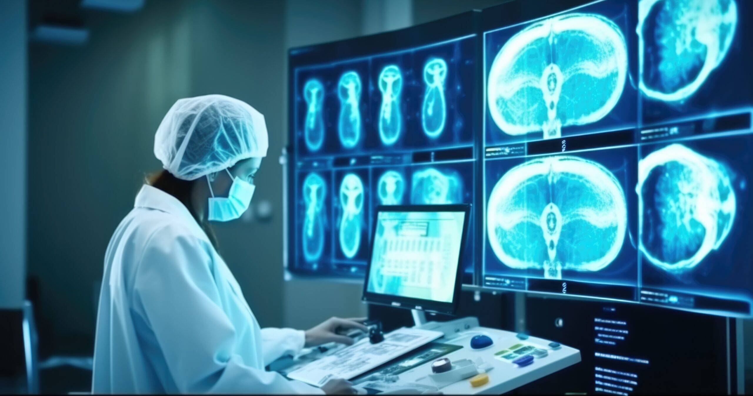 Doctor and robotics research diagnose Human brains scan generative ai